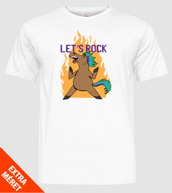 'Let''s Rock - Călăreț' model alb pe tricou
