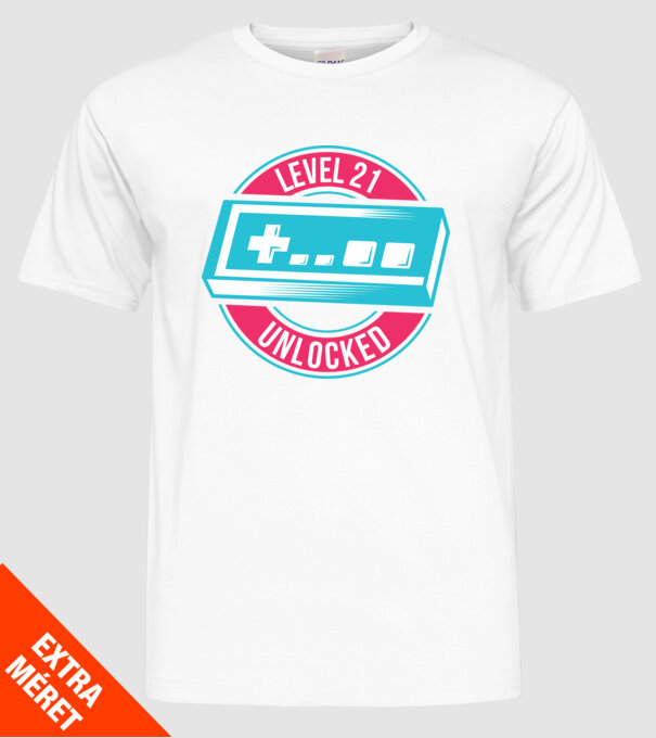 Level 21 Unlocked 21th Birthday model alb pe tricou