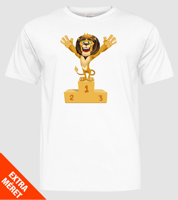 lion champion model alb pe tricou