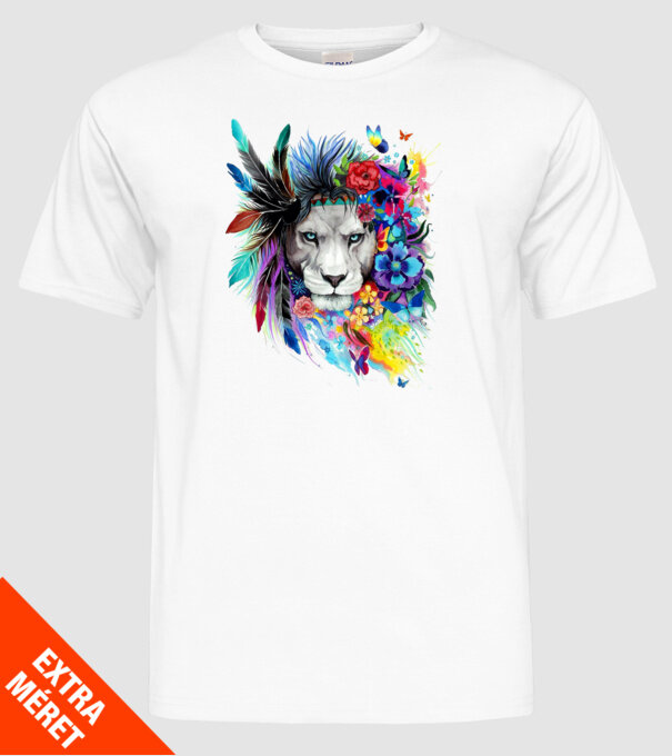lion color jungle model alb pe tricou