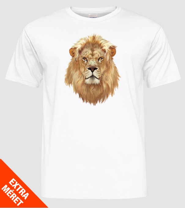 lion head paint model alb pe tricou