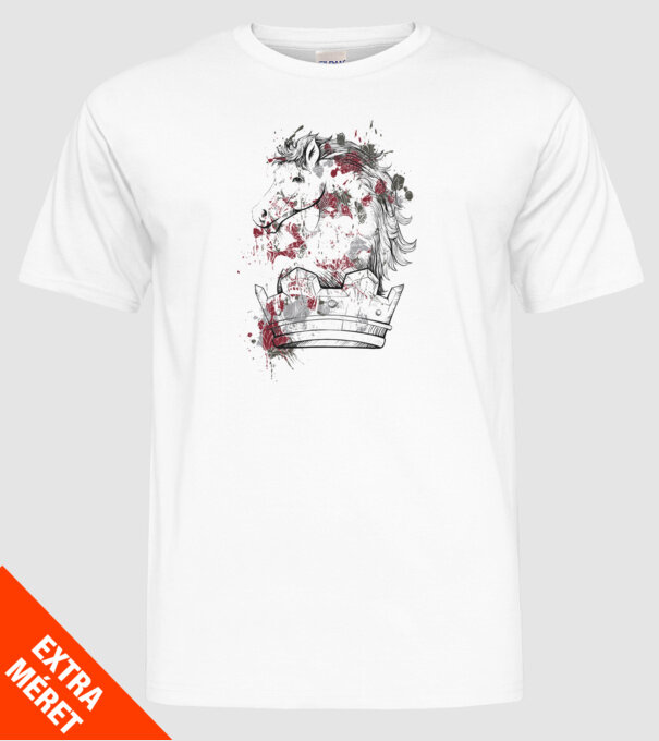 Coroană Cal - Șah model alb pe tricou