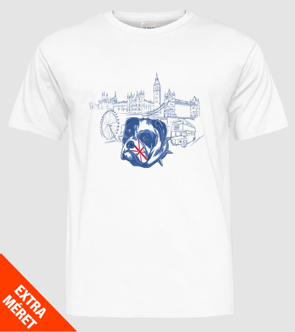 London Bulldog model alb pe tricou