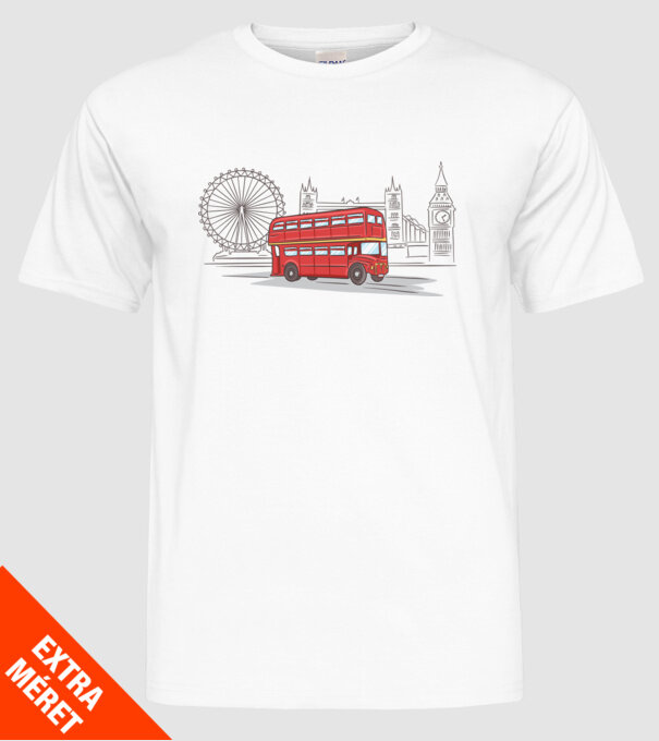London Bus model alb pe tricou