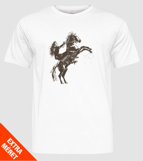 Fată cu cal model alb pe tricou