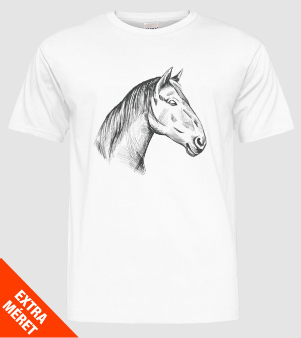 Desen cu cal model alb pe tricou