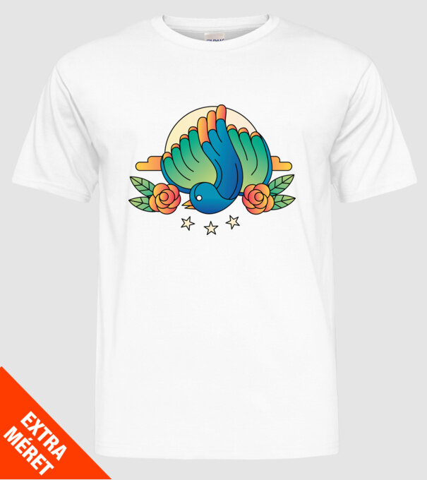 Motiv Pasăre model alb pe tricou