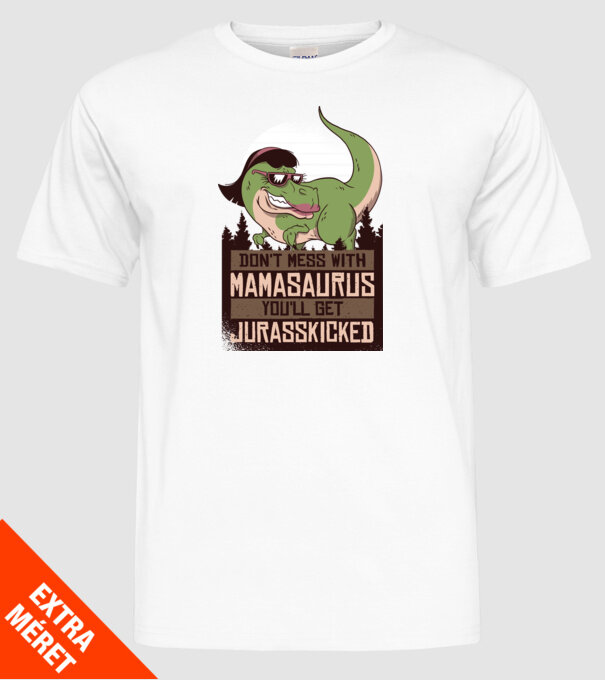 Mamasaurus tricou cu dinozaur model alb pe tricou