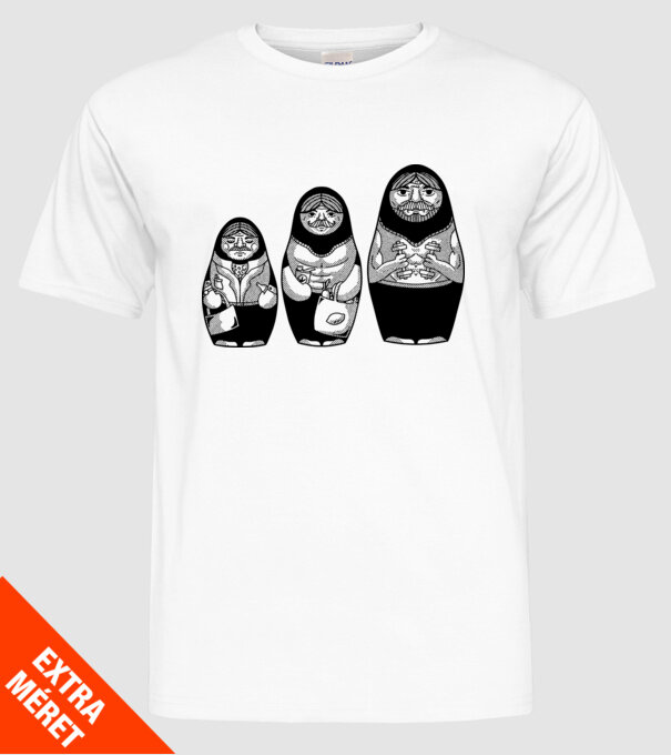 Păpuși Mamushka model alb pe tricou
