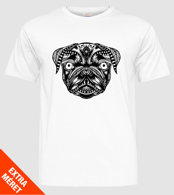 Mandala Cap Mops model alb pe tricou