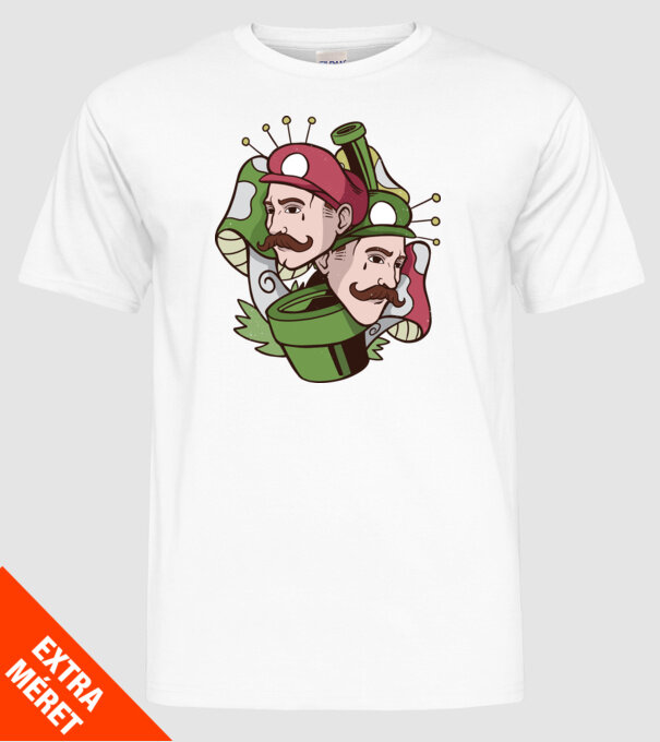 Mario și Luigi model alb pe tricou