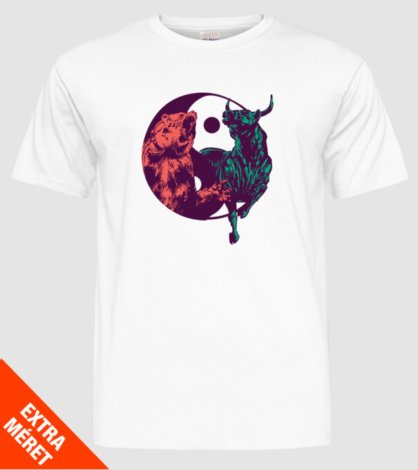Medve Bika Yin Yang model alb pe tricou