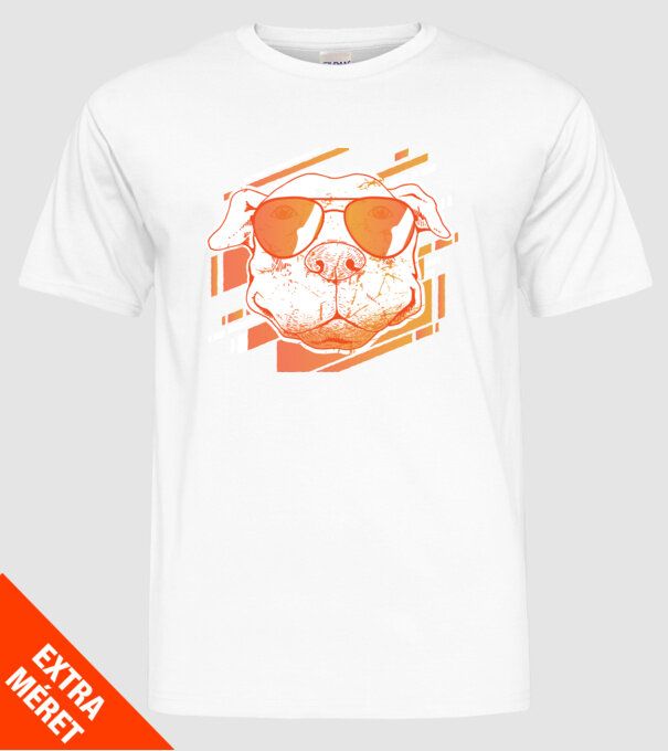 Pitbull Cool în ochelari de soare model alb pe tricou