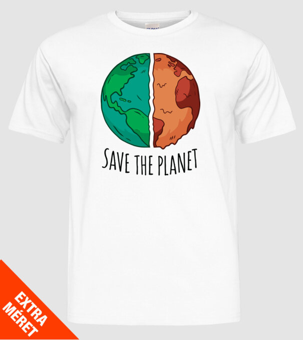 Salvați planeta model alb pe tricou