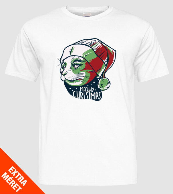 Meowy Christmas Pisică de Crăciun model alb pe tricou