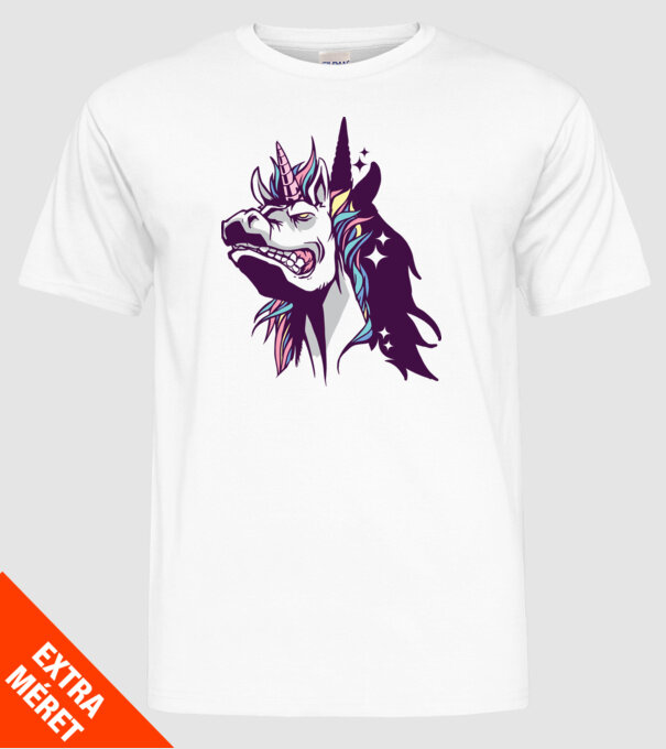 Unicorn supărat model alb pe tricou
