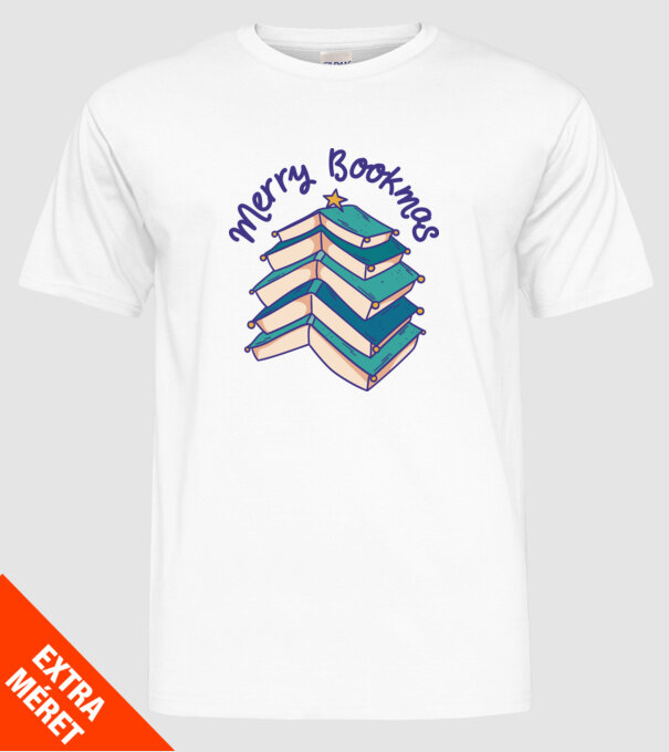 Merry Bookmas Crăciun cu cărți model alb pe tricou