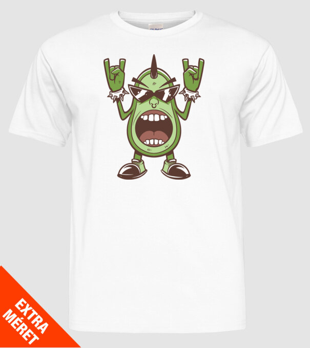 Avocado Metal model alb pe tricou