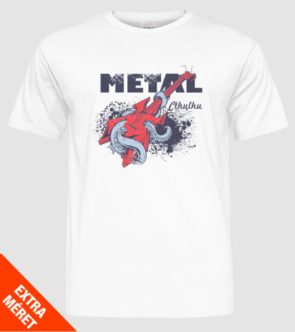Metal Cthulhu model alb pe tricou