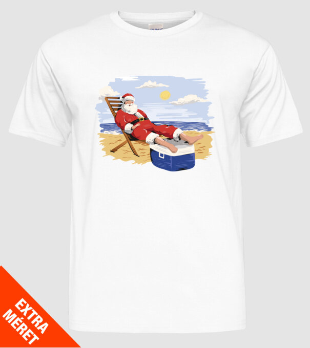 Moș Crăciun În vacanță model alb pe tricou