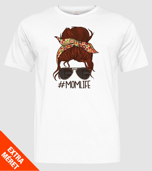 Momlife Hashtag model alb pe tricou