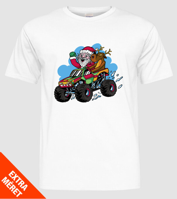 Monster Truck Moș Crăciun model alb pe tricou