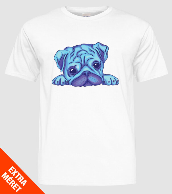 Cap de Mops acuarelă model alb pe tricou
