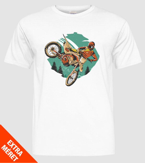 Motociclist motocros model alb pe tricou