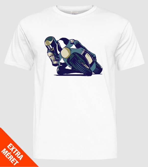 Concurent motocicletă model alb pe tricou