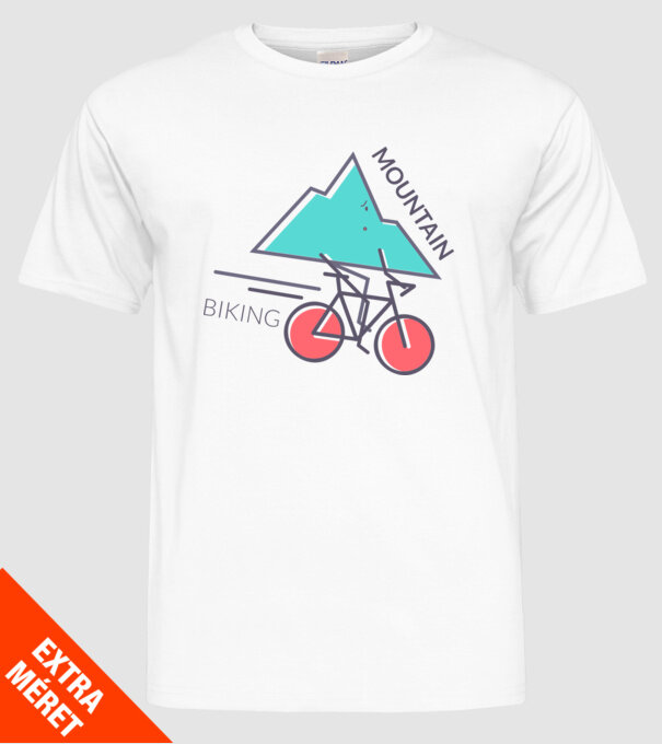 Mountain Biking model alb pe tricou