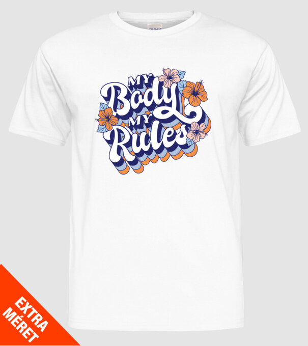 My Body My Rules model alb pe tricou