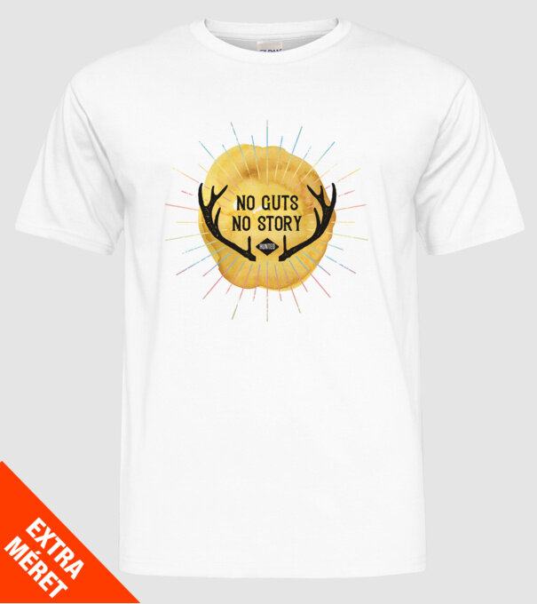 No guts no stories model alb pe tricou