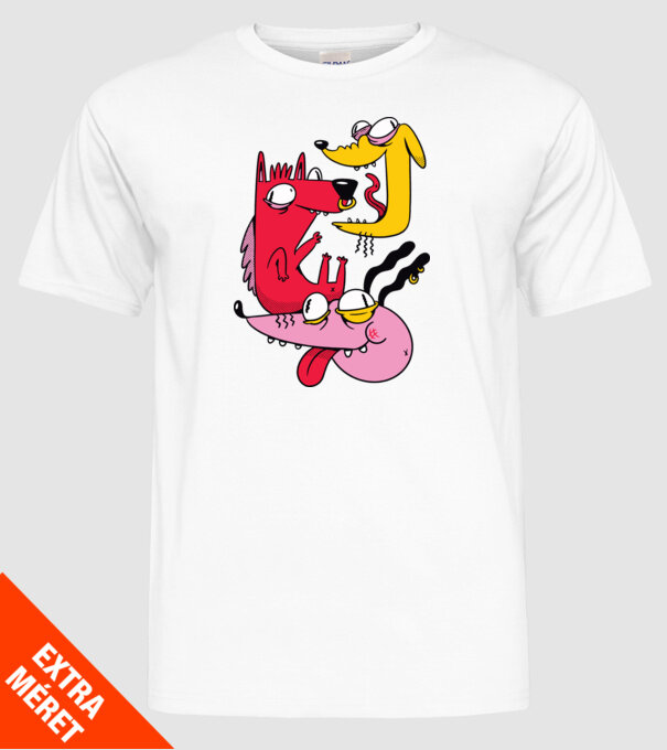 Câini nebuni model alb pe tricou