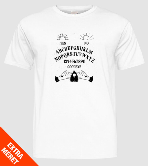 Motiv Ouija model alb pe tricou