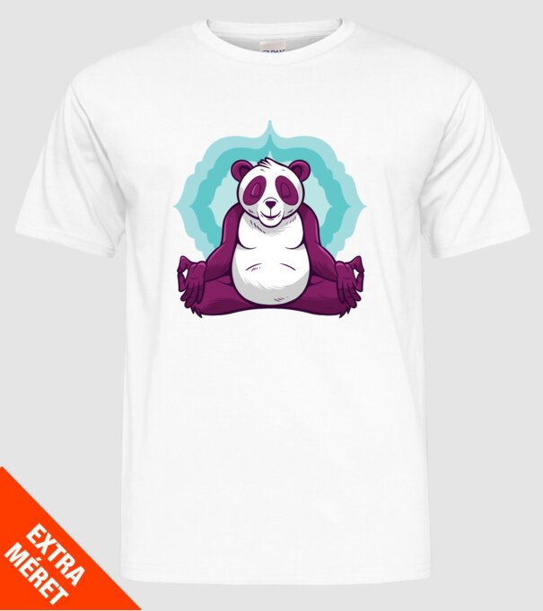 Panda Meditație model alb pe tricou