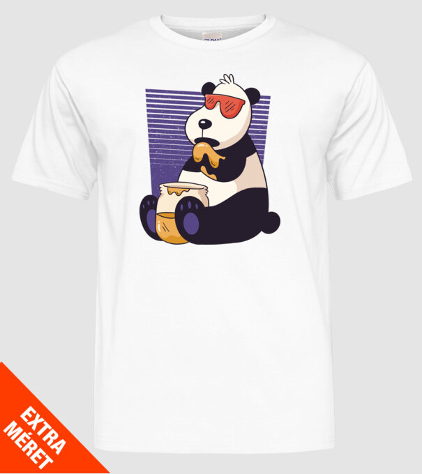 Panda cu miere model alb pe tricou