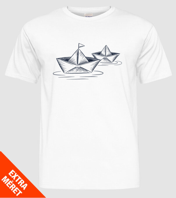 Barca de hârtie model alb pe tricou