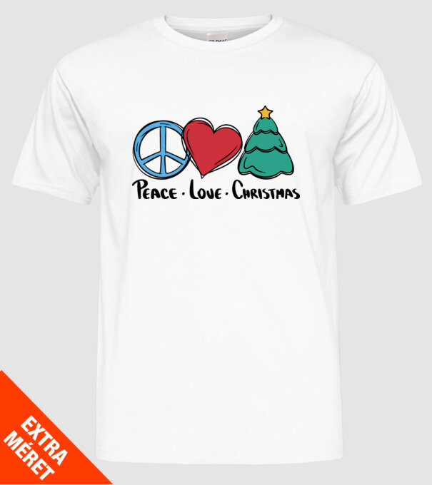 Peace Love Crăciun model alb pe tricou