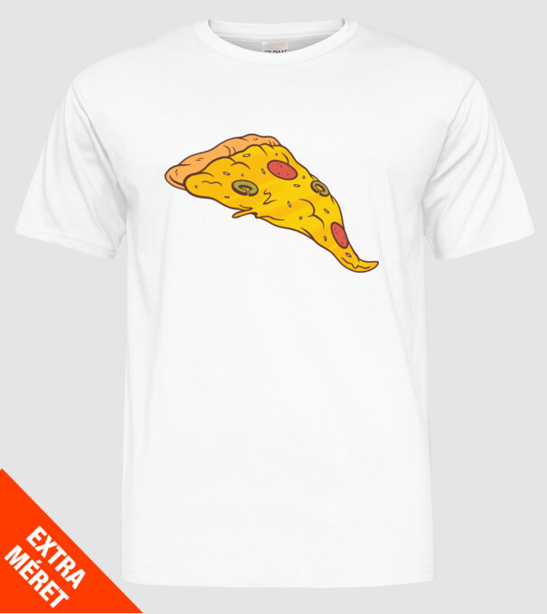 Felie de pizza Cuplu model alb pe tricou