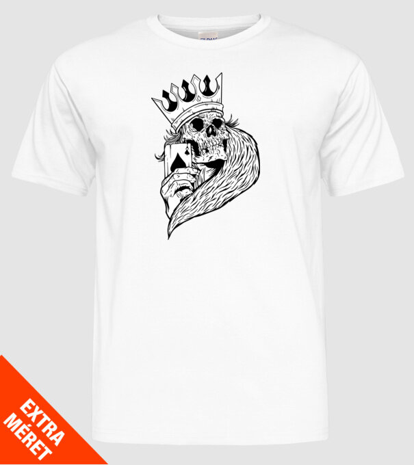 Craniu Poker model alb pe tricou
