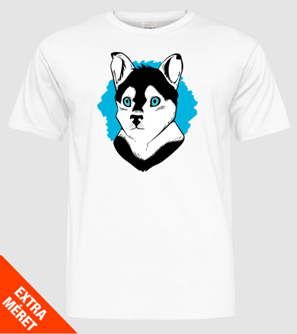 Câine Pomsky model alb pe tricou