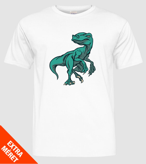 Dinozaur Raptor model alb pe tricou