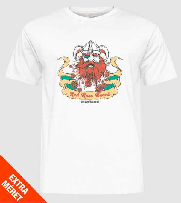 Red Rose Beards - Războinic Barbă model alb pe tricou