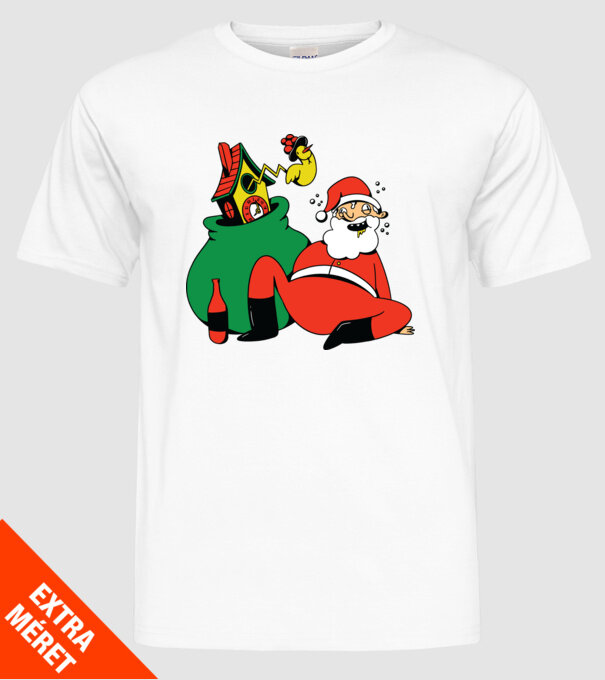 Moș Crăciun beat model alb pe tricou