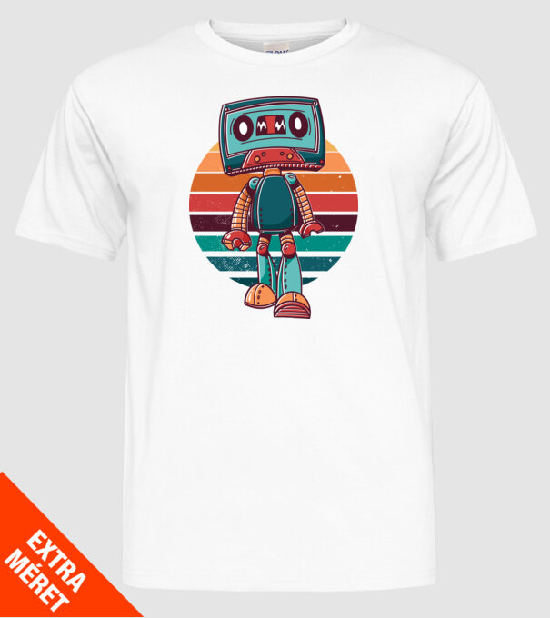Robot Casetă retro model alb pe tricou