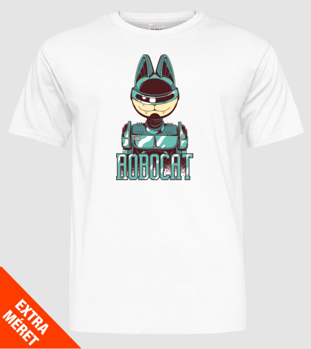 Robocat - Pisică Robot model alb pe tricou