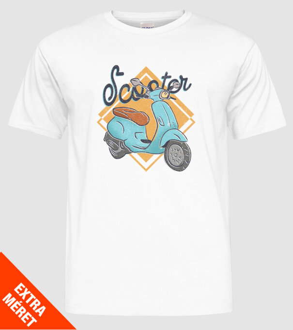 Scooter model alb pe tricou