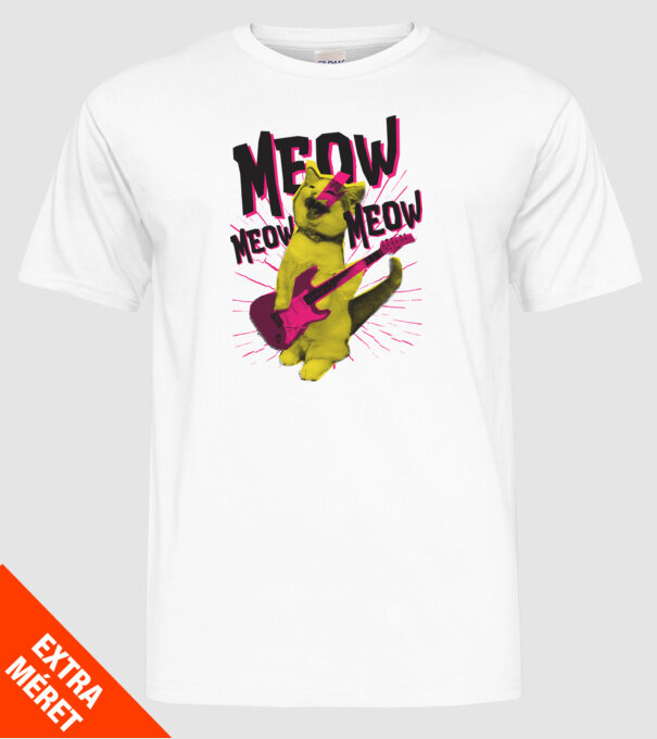 Pisică Rocker Meow model alb pe tricou