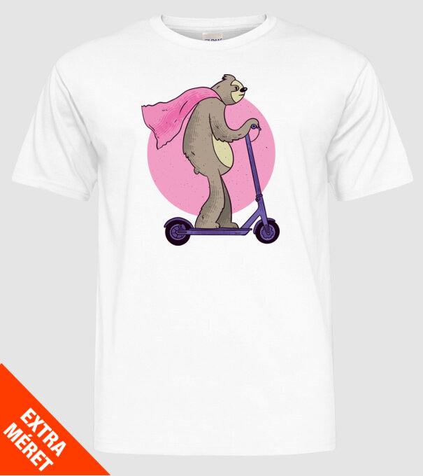 Leneș cu Trotinetă model alb pe tricou
