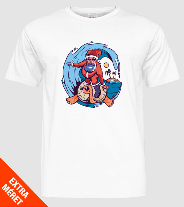 Santa Surf model alb pe tricou